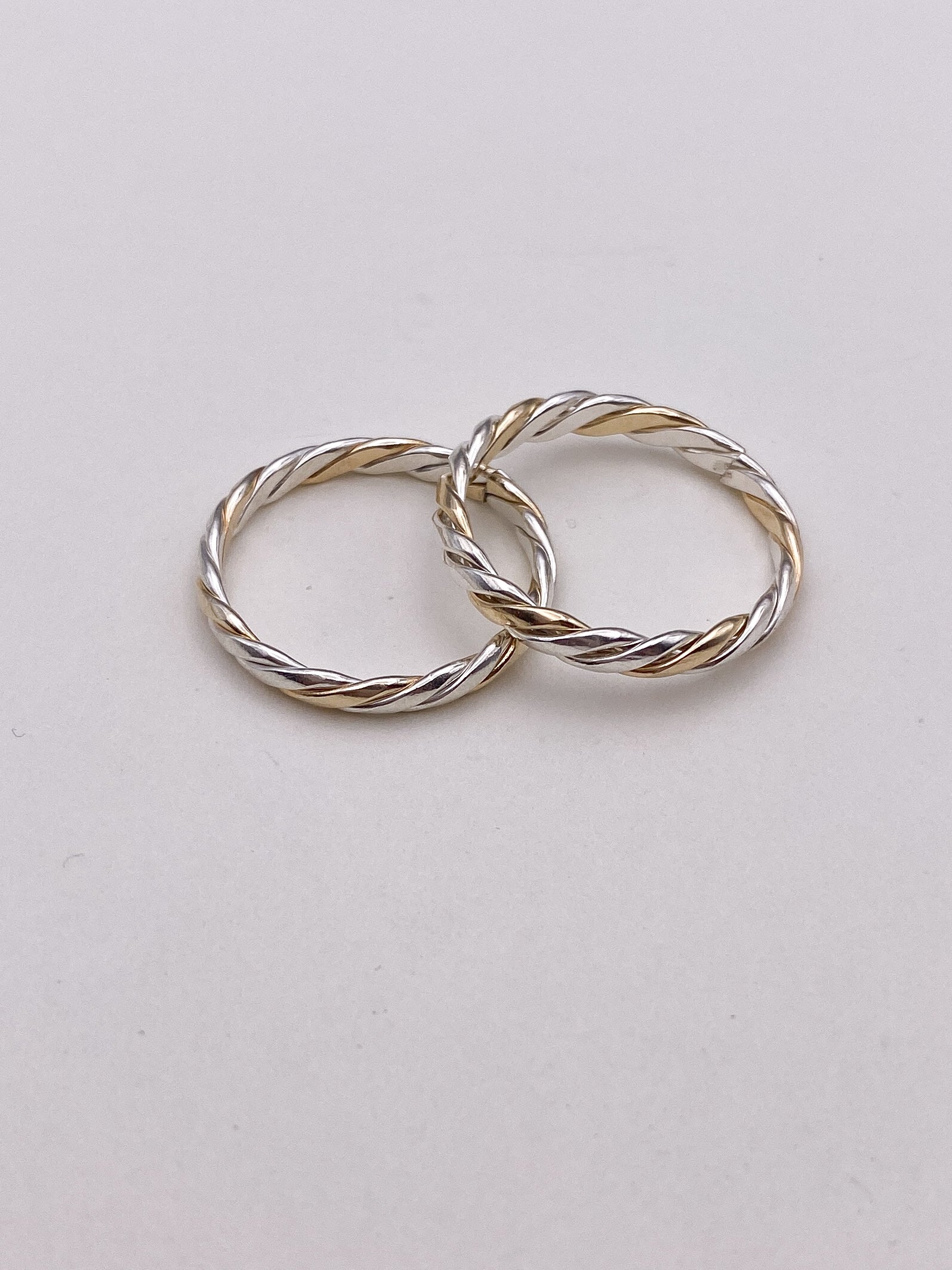 Sage Two Tone Ring – Twisted Gold & Silver Stacking Band