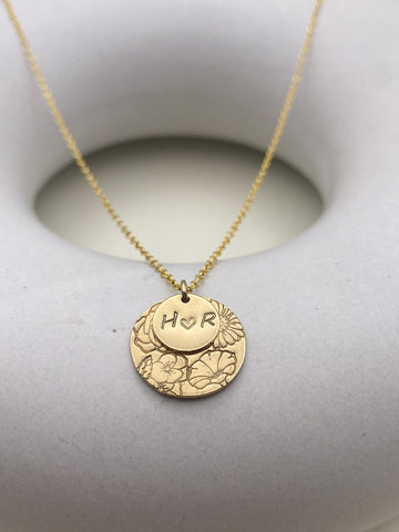 Florence Necklace - Personalized Birth Flower & Initials Charm