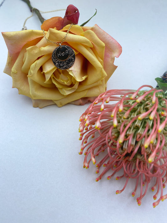 Florence Necklace - Personalized Birth Flower & Initials Charm