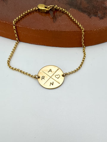 Circle Pendant Bracelet - Personalized Large Disc Bracelet