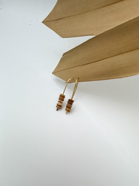 Tan Heishi Threader - Minimal Beaded Drops